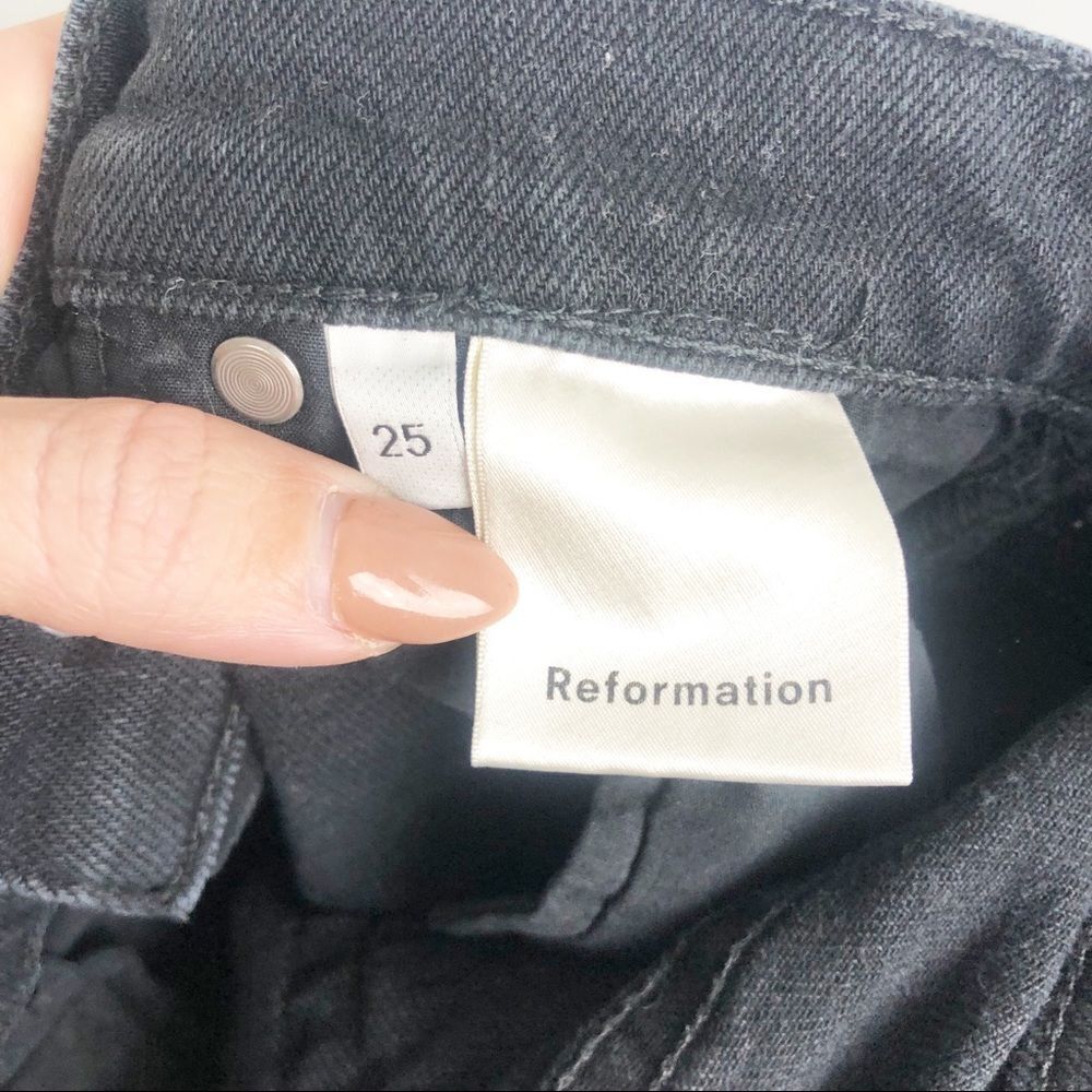 REFORMATION | Camille Stretch Crop Cigarette Black Denim Jeans Women’s Size 25 - Picture 10 of 11